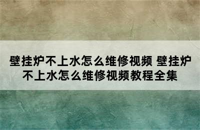 壁挂炉不上水怎么维修视频 壁挂炉不上水怎么维修视频教程全集